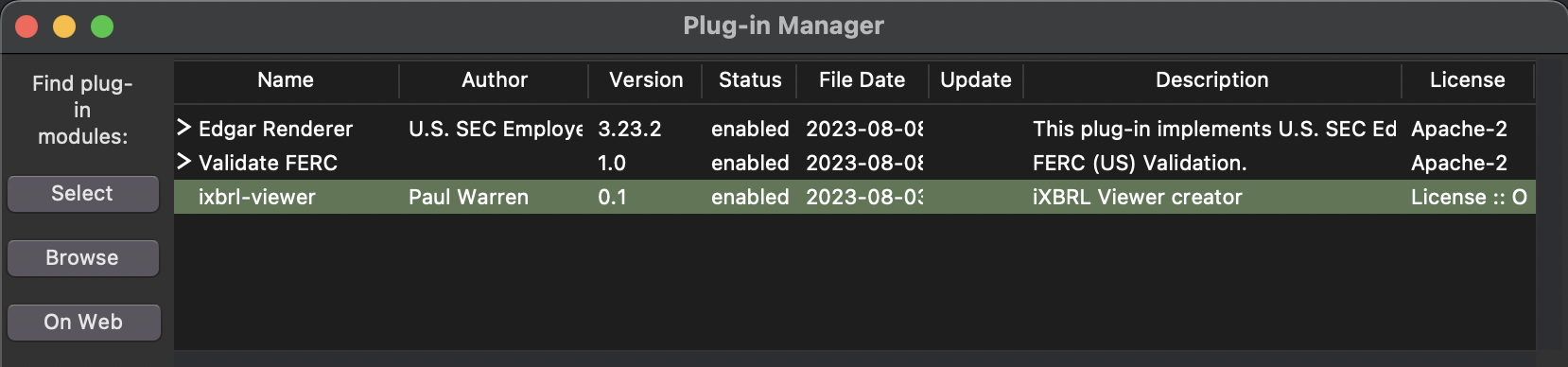 Using Plugins with GUI - Arelle